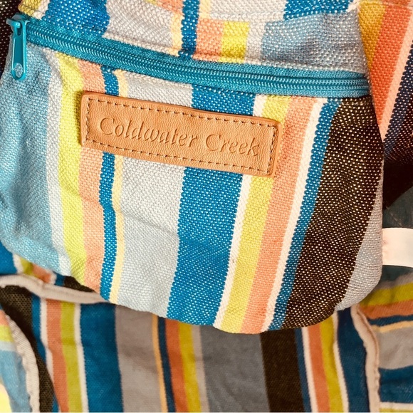 Coldwater Creek 100% Cotton Canvas Candy Stripe Tote Book Bag Hobo Purse - Picture 11 of 11